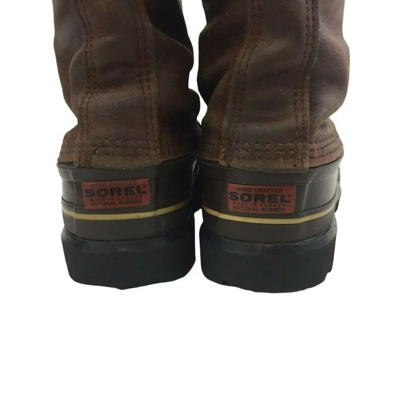 VTG Sorel Kaufman Canada Boots 6 Rubber Leather Winter Felt Lined Brown Snow